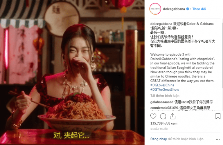 Tổng cộng có 3 video quảng bá của D&G sử dụng câu chuyện về cách dùng đũa trong bữa ăn của người Trung Quốc với tiêu đề mà thương hiệu này lựa chọn là “Eating with Chopsticks” (Ăn bằng đũa)