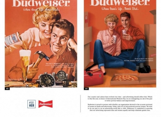 Sử dụng chính những banner quảng cáo thời xưa cũ, Budweiser thay đổi quan niệm về nữ quyền