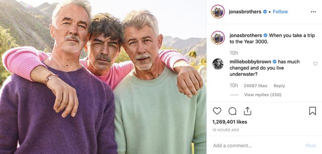 Ba anh em nhà Jonas và bức ảnh sử dụng FaceApp có hơn 1 triệu lượt thích trên Instagram